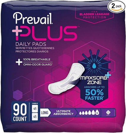 Discreet Breathable Bladder Control Pads with MaxSorb Gel