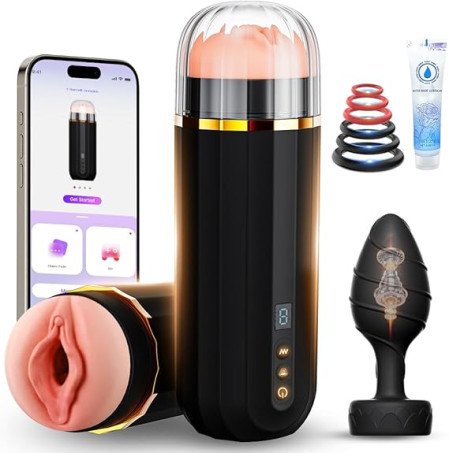 Male Masturbator Sex Toys for Men, Realistic Pocket Pussy Penis Pump with 10 Vibration 