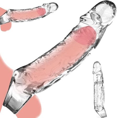 Clear Reusable Penis Sleeve Male Sex Toys