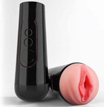 Aiccos Male Masturbator Cup, Quiet Adult Sex Toys for Men Realistic Pocket Pussy Vagina Textured with 7.5in Depth Soft and Manual Sex Machine