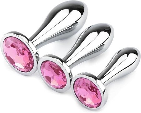 3-Piece Metal Butt Plug Training Set with Water-Droplet Design